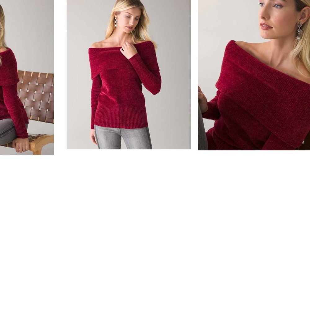 White house black market Off-The-Shoulder Chenille Sweater Small petite